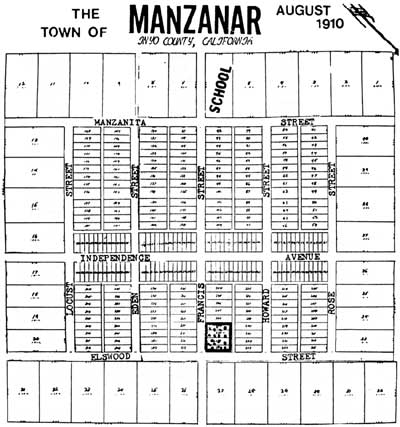 diagram of town of Manzanar
