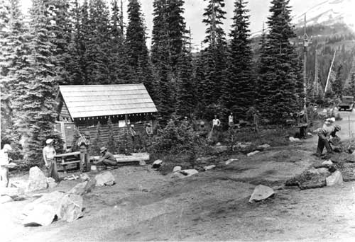 A CCC crew landscaping Paradise campground at Sunshine Point Camp