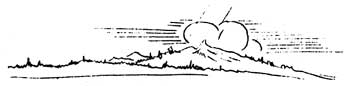 sketch of mountain peak and clouds