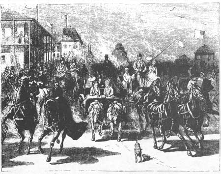 drawing of horses and riders