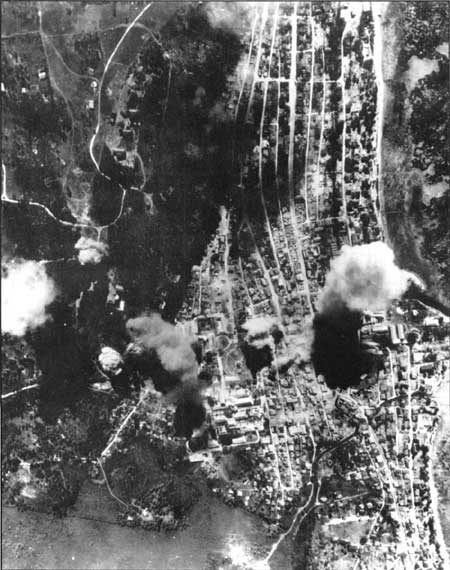 explosions, as seen from the air