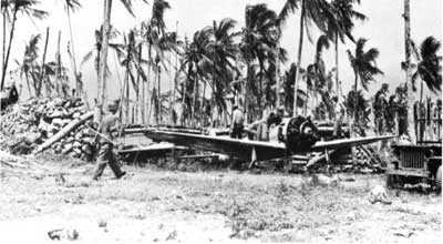 wreckage and debris, Munda airfield