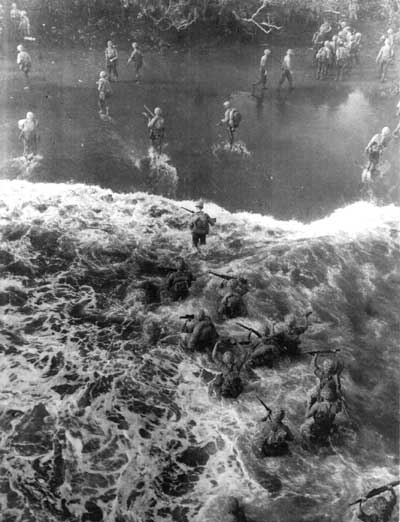 Marines wade ashore