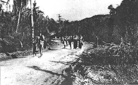 Islanders walking on road