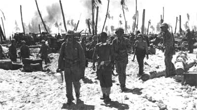 Marines escorted Japanese prisoner