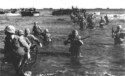 Marines wading to shore