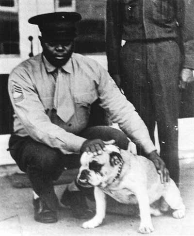 Johnson with mascot (dog)