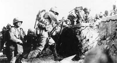 Assault troops of the 1st Battalion, 7th Marines