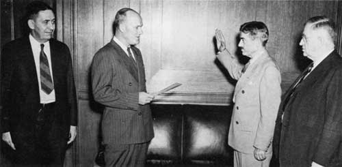 Newton B. Drury being sworn