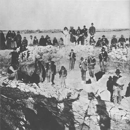 Native Americans quarrying pipestone