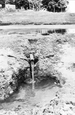 Overflow pipe at upper meadow pool