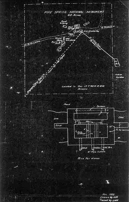 Sketch
map of Pipe Spring National Monument