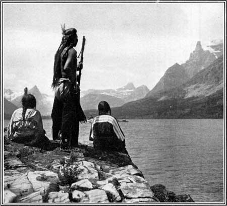 Native Americans along lakeshore