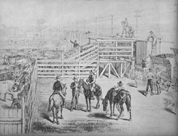 drawing of Abilene stockyard