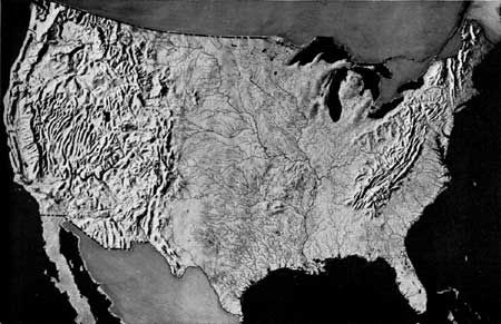 map: Relief of U.S.