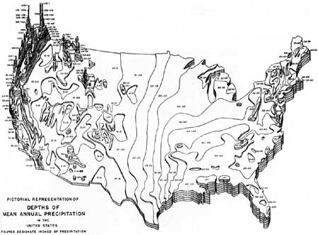 map: Depths of Mean Annual Precipitation