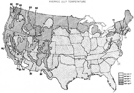 map: Average July Temperature