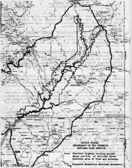 map of proposed Escalante National Monument