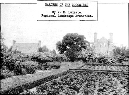 Gardens of the Colonists, by V. R. Ludgate, Regional Landscape Architect