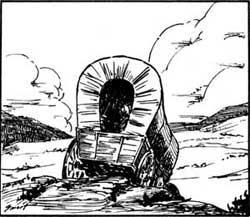 sketch of covered wagon