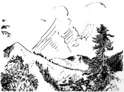 sketch of mountains