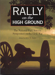 Book Cover to Rally on the High Ground. With image of unused cannon