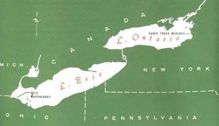 map of Lakes Erie and Ontario