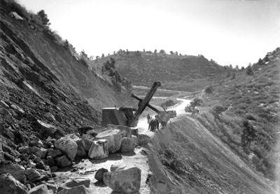 equipment clearing a slide