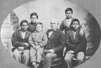Indian Agent Lawrie Tatum with Spanish American children