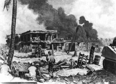 sketch of Marines near blockhouse