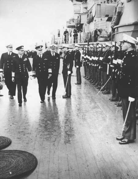 King George VI aboard USS Washington