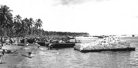 Coast Guard unloading barges
