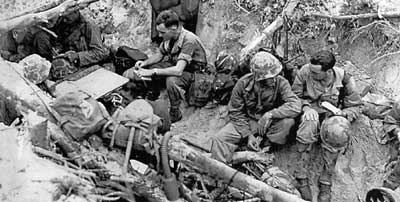 Marines in antitank ditch