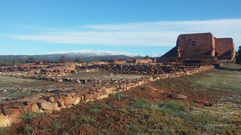 Convento foundations, church, and mountains Convento foundations, church, and mountains
