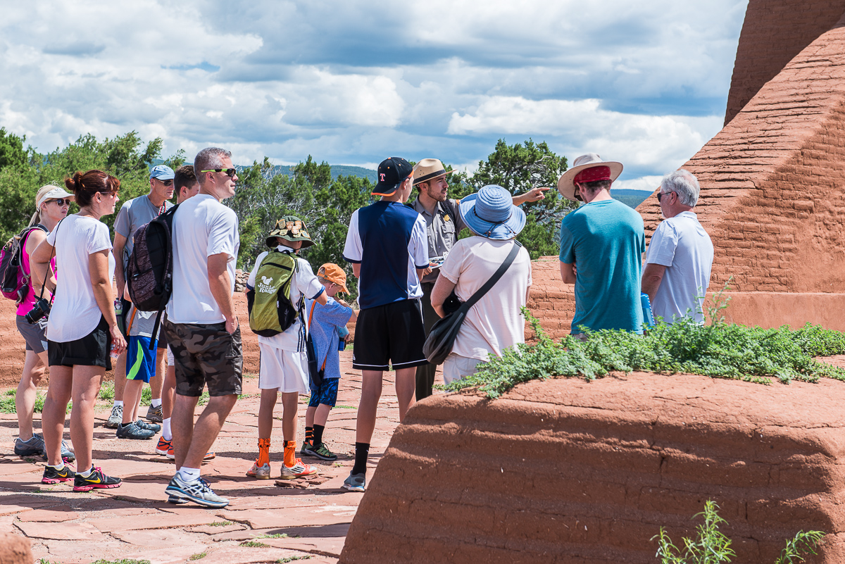Visitors on a Tour people, ranger, tour, building, blue sky