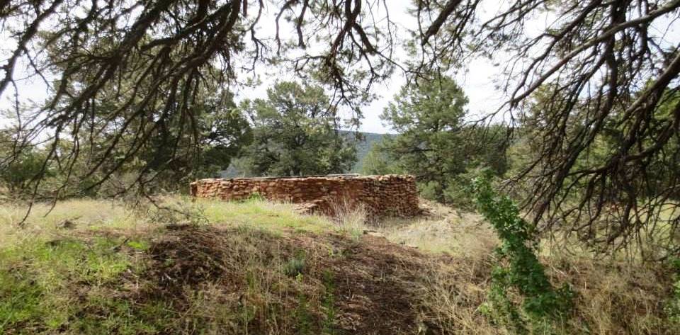 Stone Walls. Blue Skies. Green Trees. Pueblo Site.