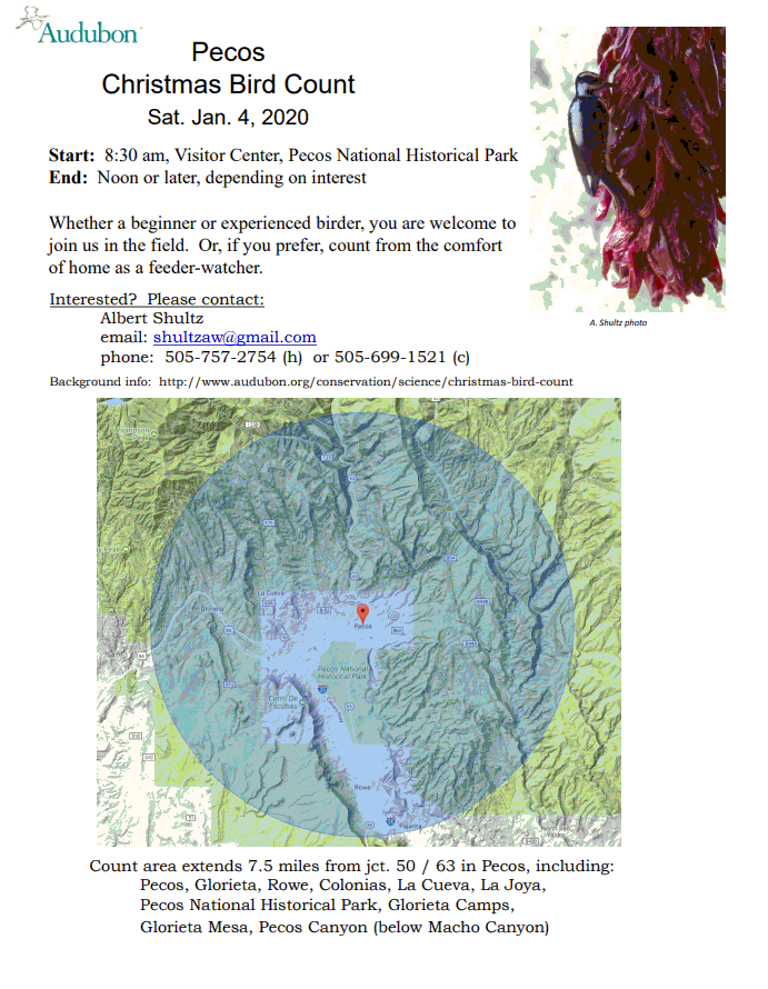 Picture of Christmas Bird Count area and text showing the count's purpose.