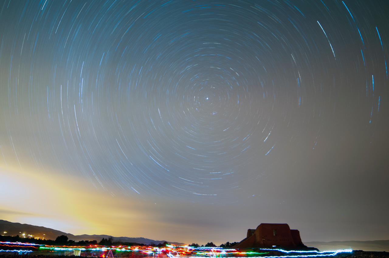 Star Tracks at Pecos National Historic Park DSC_7089 Stars, lines, church