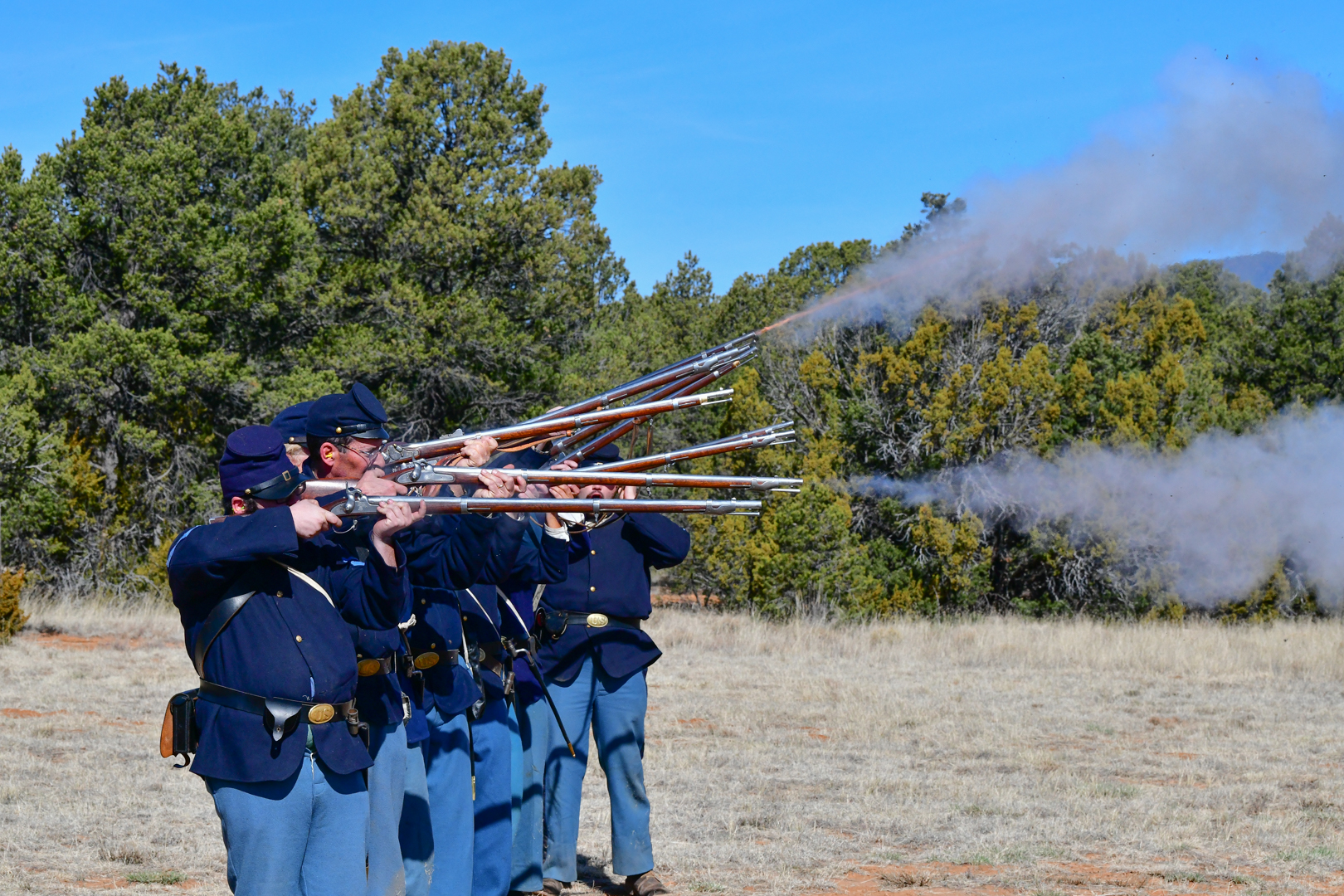 Union Reenactors, Muskets, Black Powder, Demonstration