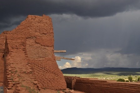 Storm brewing behind mission church