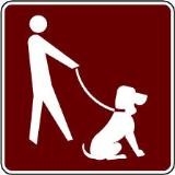 Symbol of person with leashed dog Symbol of person with leashed dog