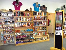 Well stocked shelves in the RFM bookstore