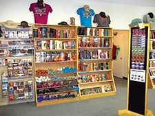 Well stocked shelves in the RFM bookstore