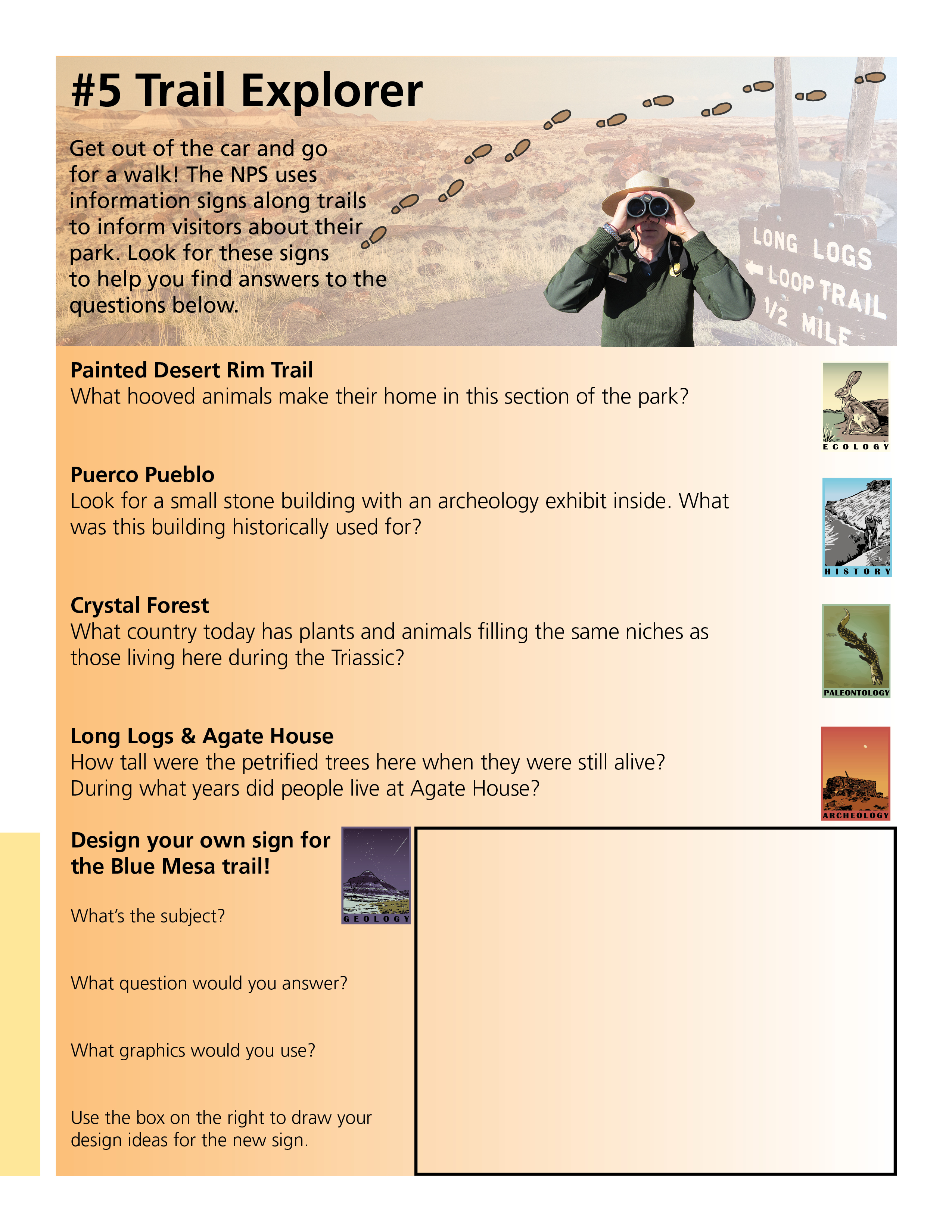 Junior Ranger book page with images and text