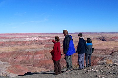 Family enjoying the view of the Painted Desert from the Rim Trail