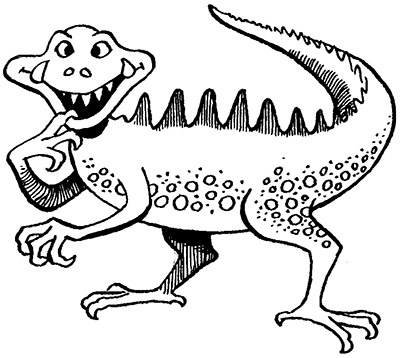 Cartoon dinosaur by Hugh Brown