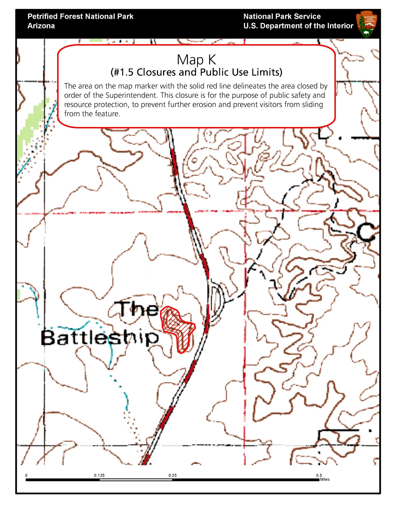Topographic map of part of the park