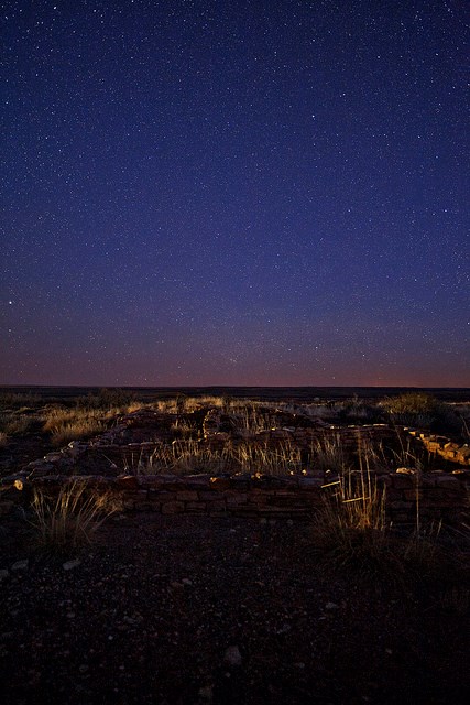 clear dark sky over ruins