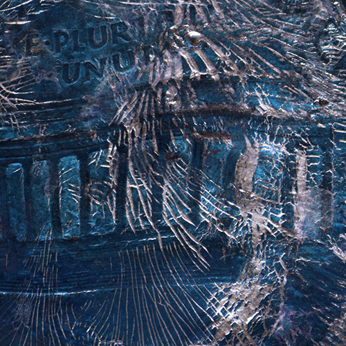Billi London-Gray’s "From These Honored Dead We Take Increased Devotion" Closeup of blue smashed penny