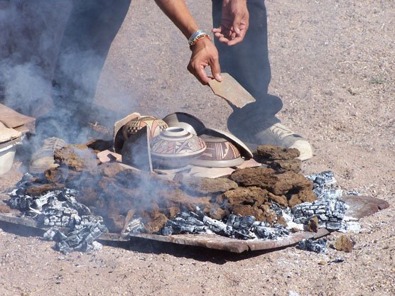 Hopi pottery firing